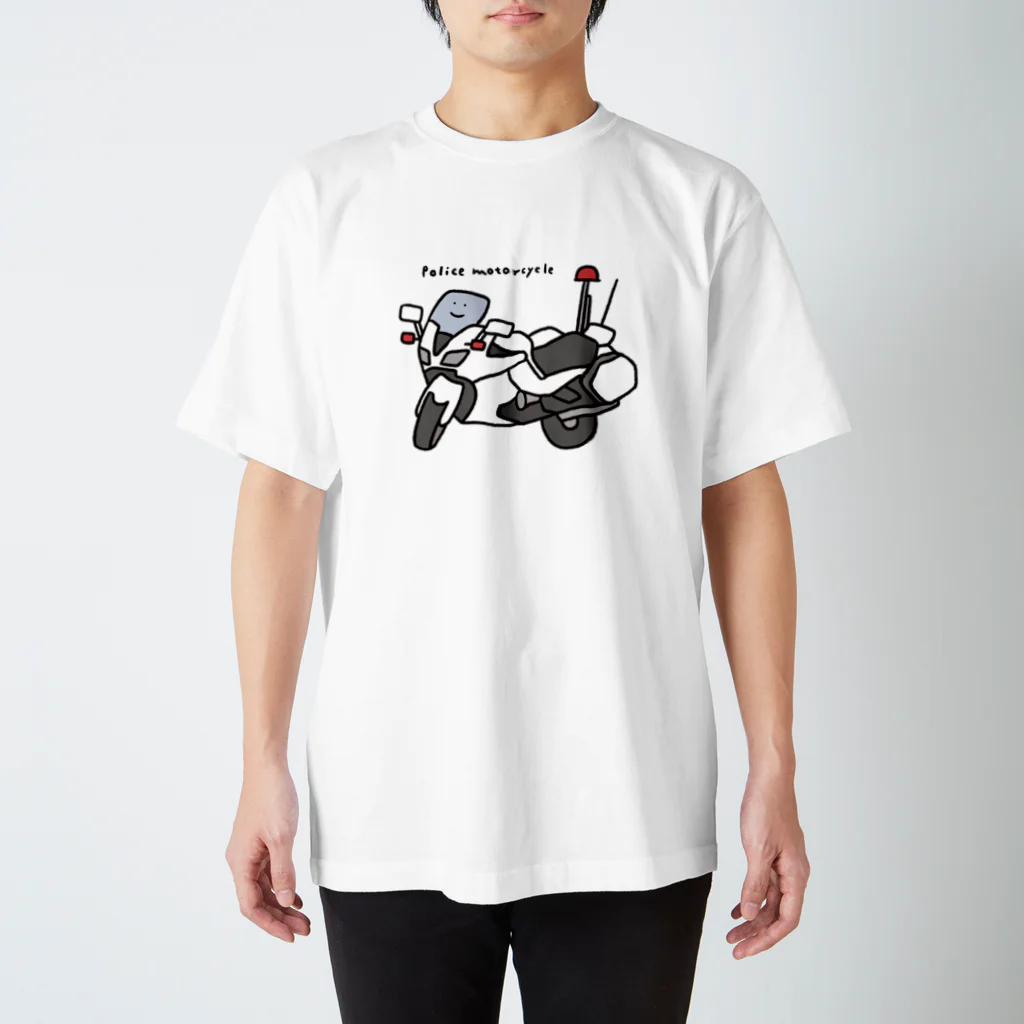 ぼんやり商会 SUZURI店の白バイさん Regular Fit T-Shirt