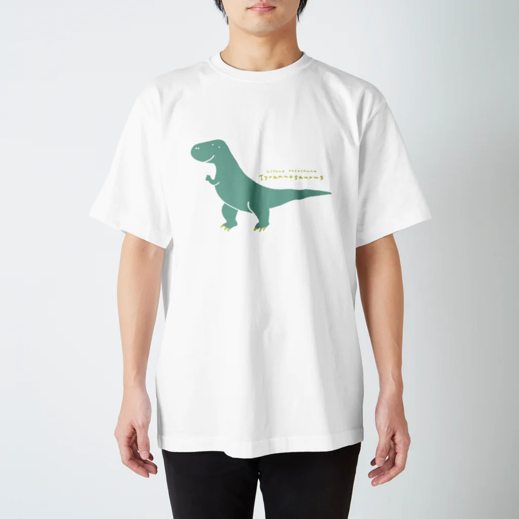 ぼんやり商会 SUZURI店の人の良さそうなティラノサウルス スタンダードTシャツ