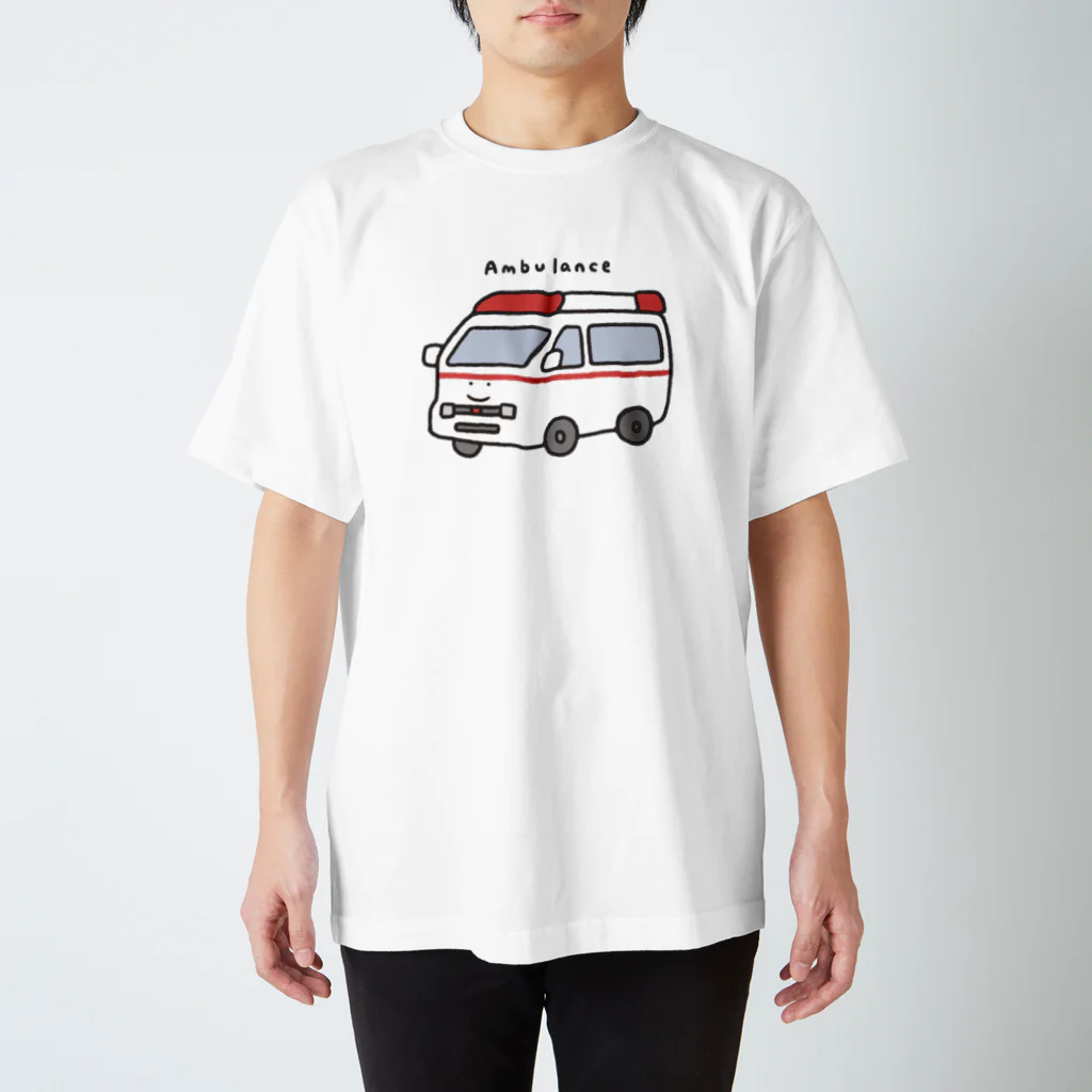 ぼんやり商会 SUZURI店の救急車さん（こども） スタンダードTシャツ