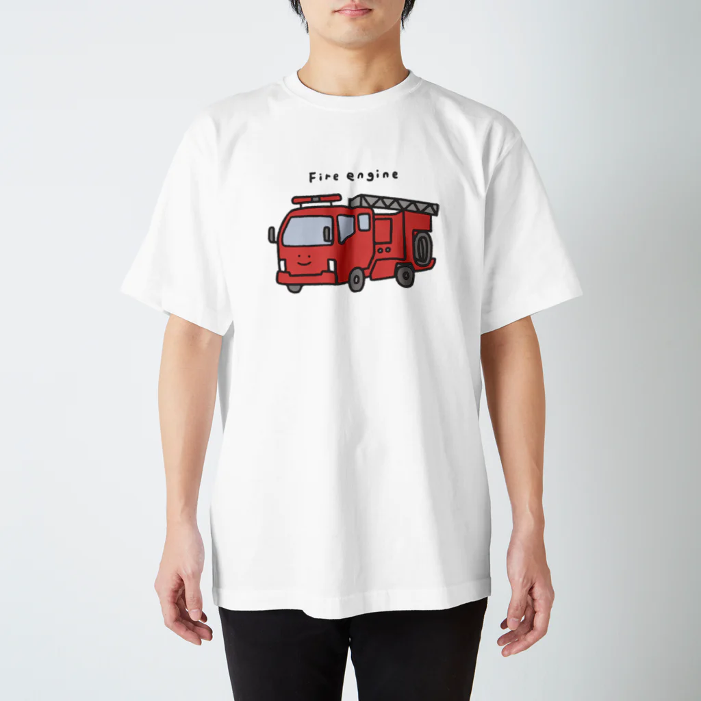 ぼんやり商会 SUZURI店の消防車さん（こども） スタンダードTシャツ