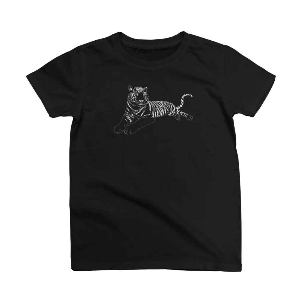 MariOoaknogiの寝そべる虎Tシャツ(黒) Regular Fit T-Shirt