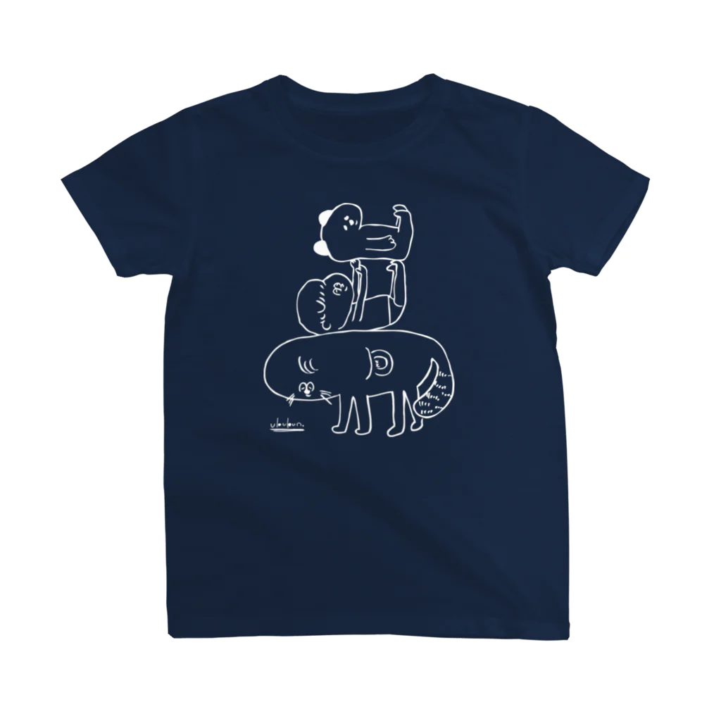 SHOP味み suzuri店の犬と赤子とイタチ（濃色用） スタンダードTシャツ