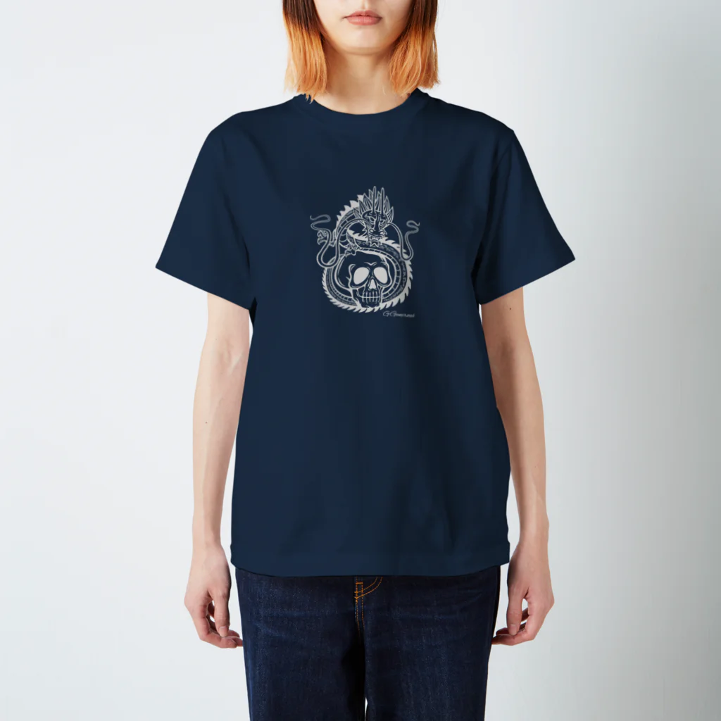 GGenerousのドラゴン＆スカル　グレー Regular Fit T-Shirt