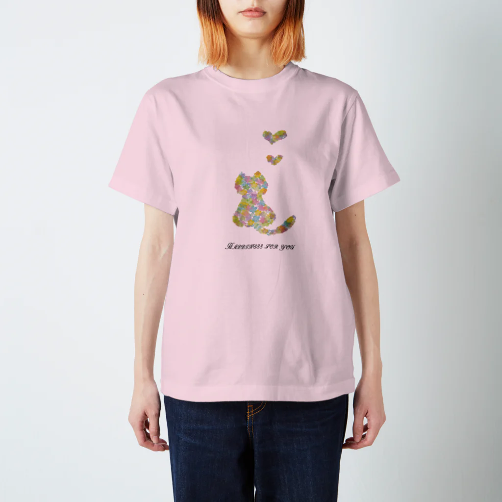 かいこ☆消しゴムはんこ作家のフラワーキャット（猫） スタンダードTシャツ