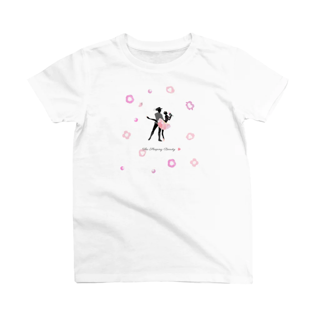 バレエシルエット ballet*pointe_pon*のシルエット×バレエ【眠れる森の美女】pink Regular Fit T-Shirt