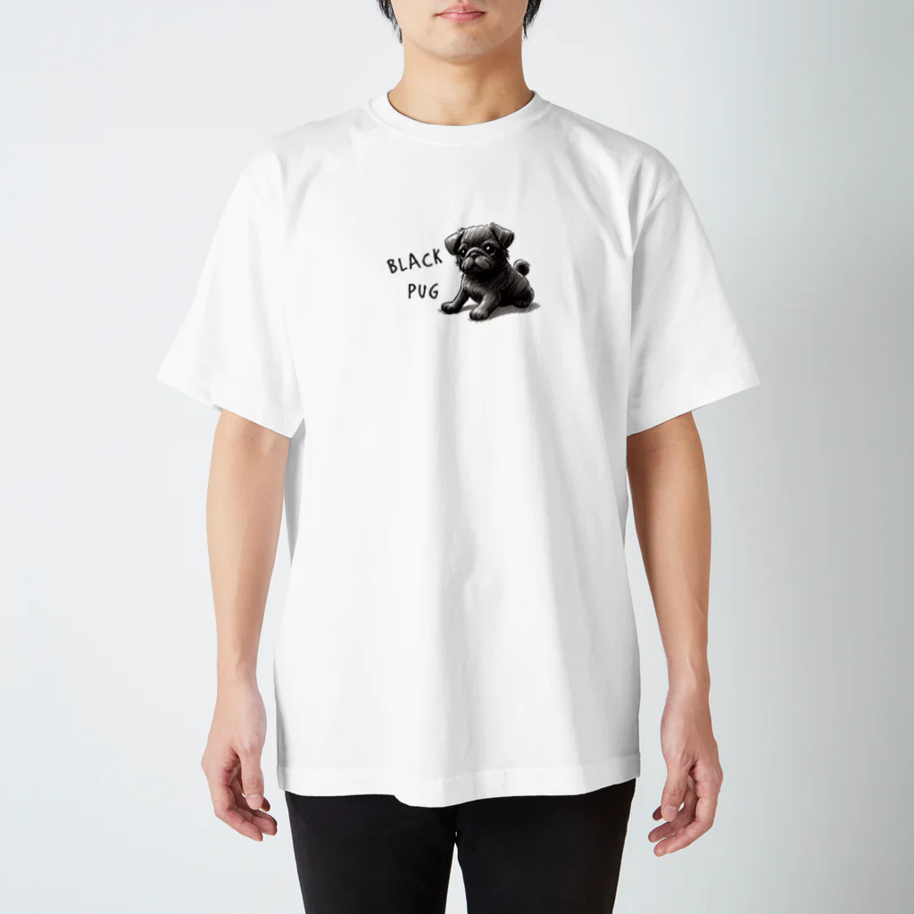 ブヒーズのBLACK　PUG スタンダードTシャツ