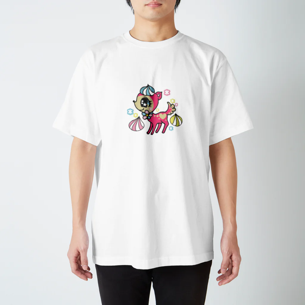 hanakuromameのピンクバンビ スタンダードTシャツ