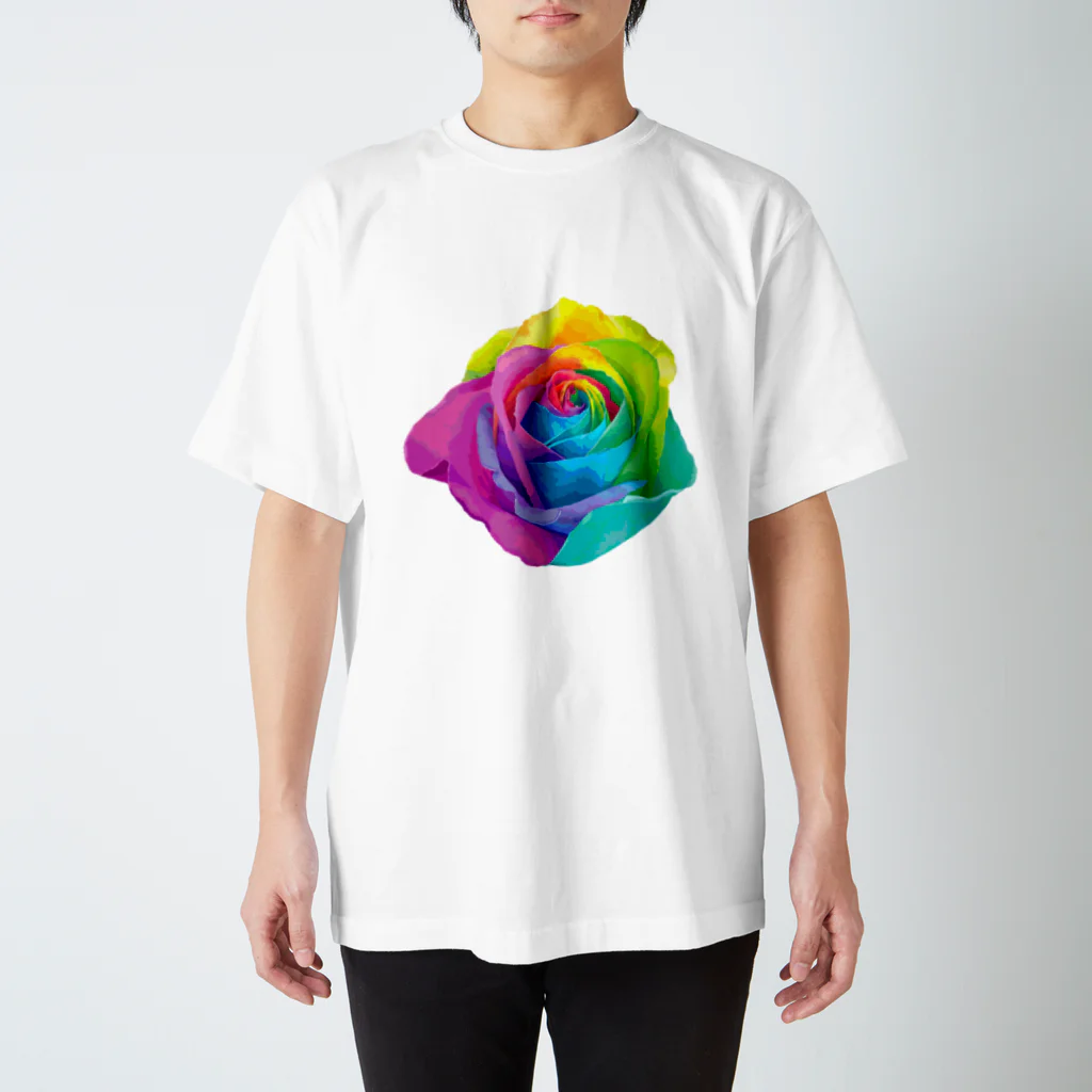 ゆるい猫ちゃんSHOPのRainbow rose(Single) スタンダードTシャツ