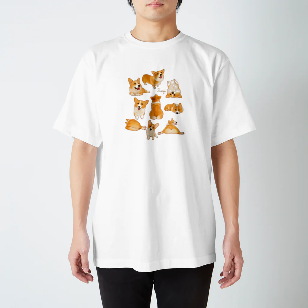 yoko-yoshiのリアルなコーギーイラスト スタンダードTシャツ