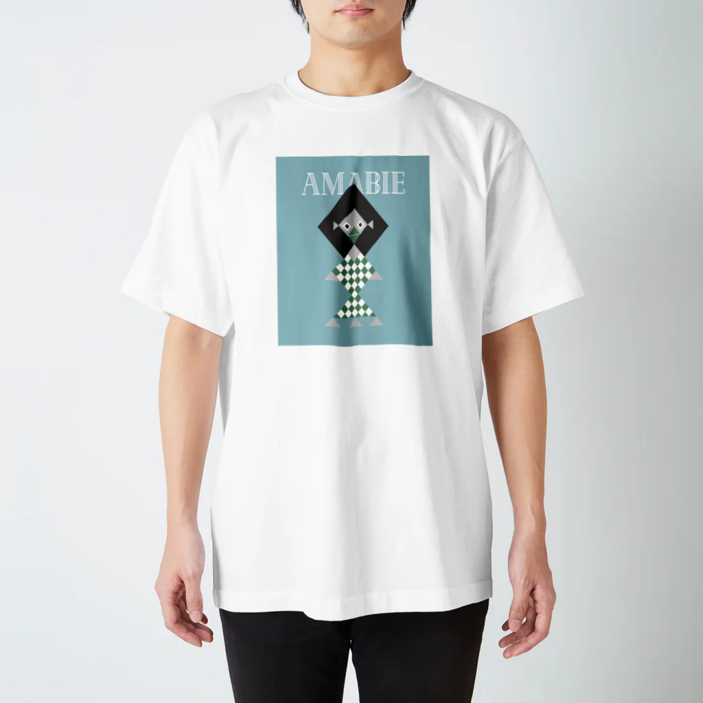 krakatukの幾何学アマビエさま（ホワイト・アッシュ） スタンダードTシャツ