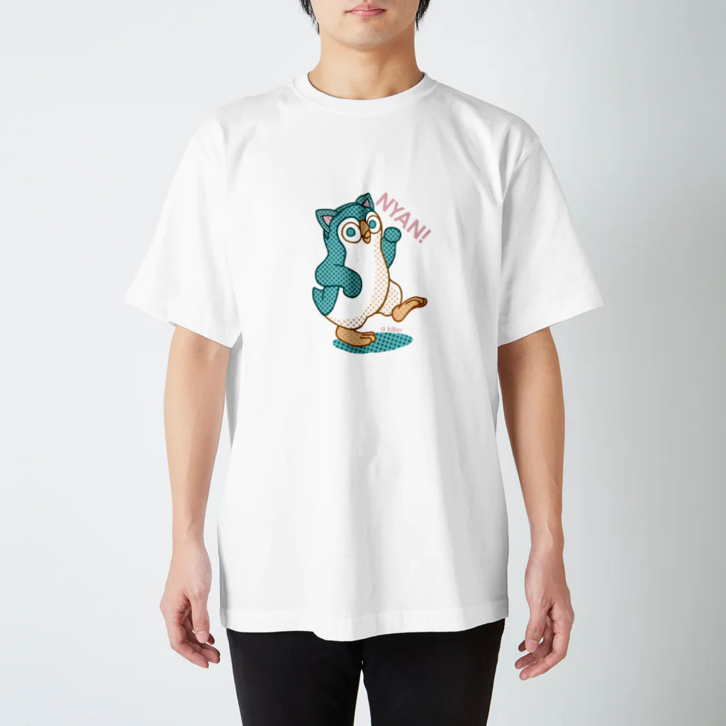 a killer ロック ポップ レトロのペンギンにゃん Tシャツ Regular Fit T-Shirt