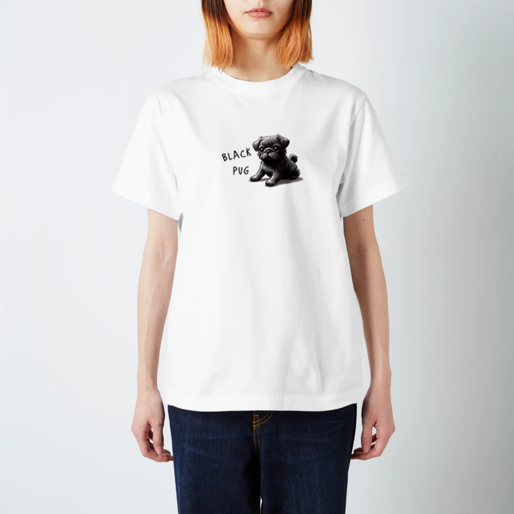 ブヒーズのBLACK　PUG スタンダードTシャツ