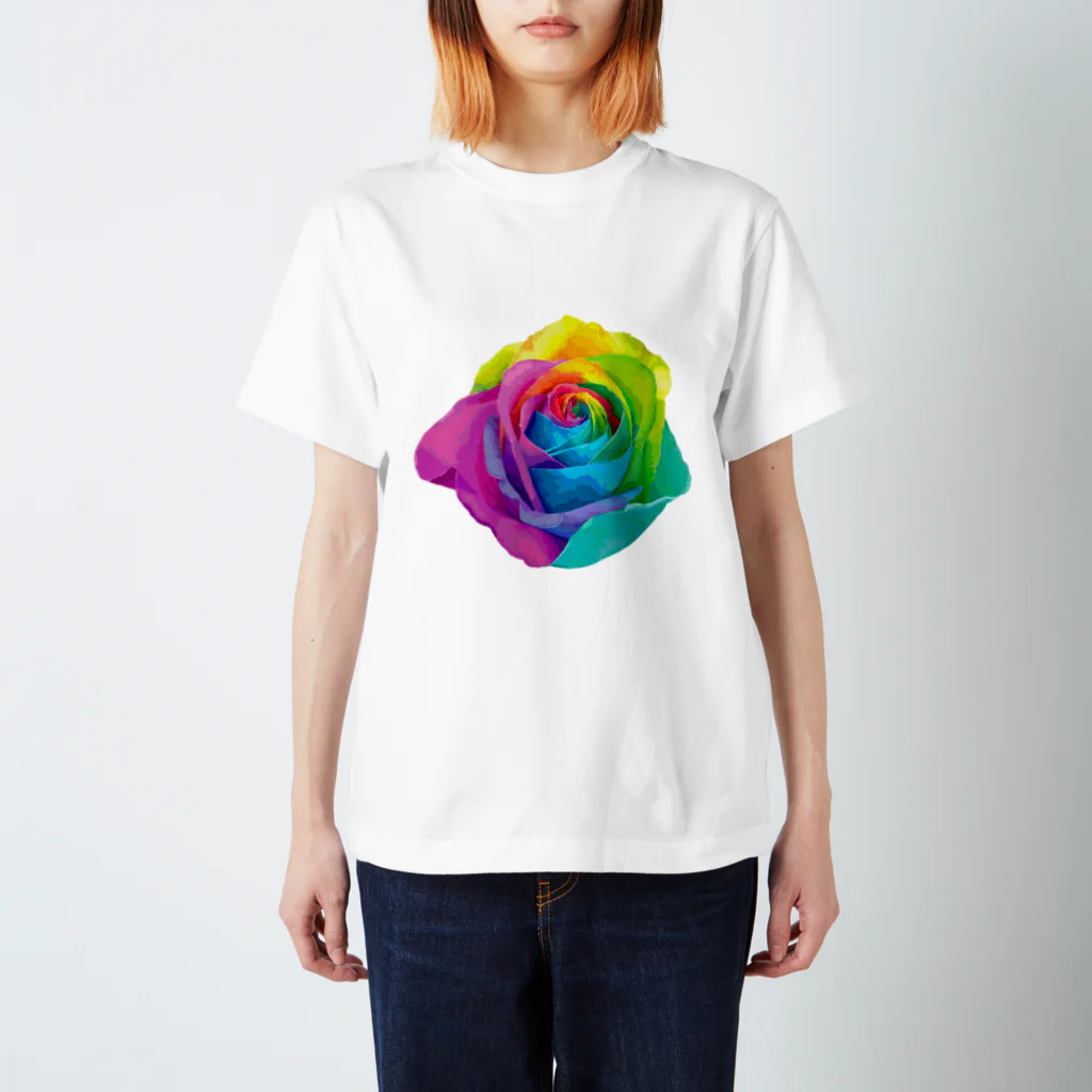 ゆるい猫ちゃんSHOPのRainbow rose(Single) スタンダードTシャツ