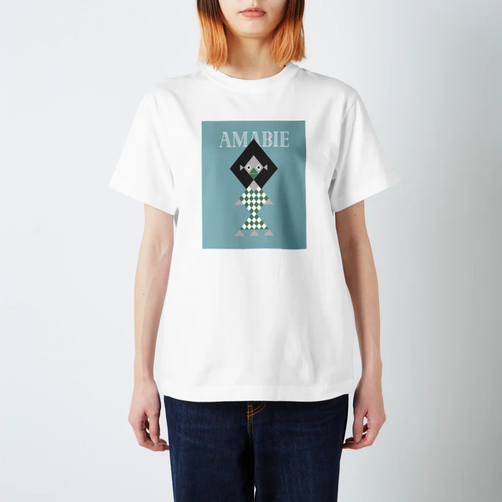 krakatukの幾何学アマビエさま（ホワイト・アッシュ） スタンダードTシャツ