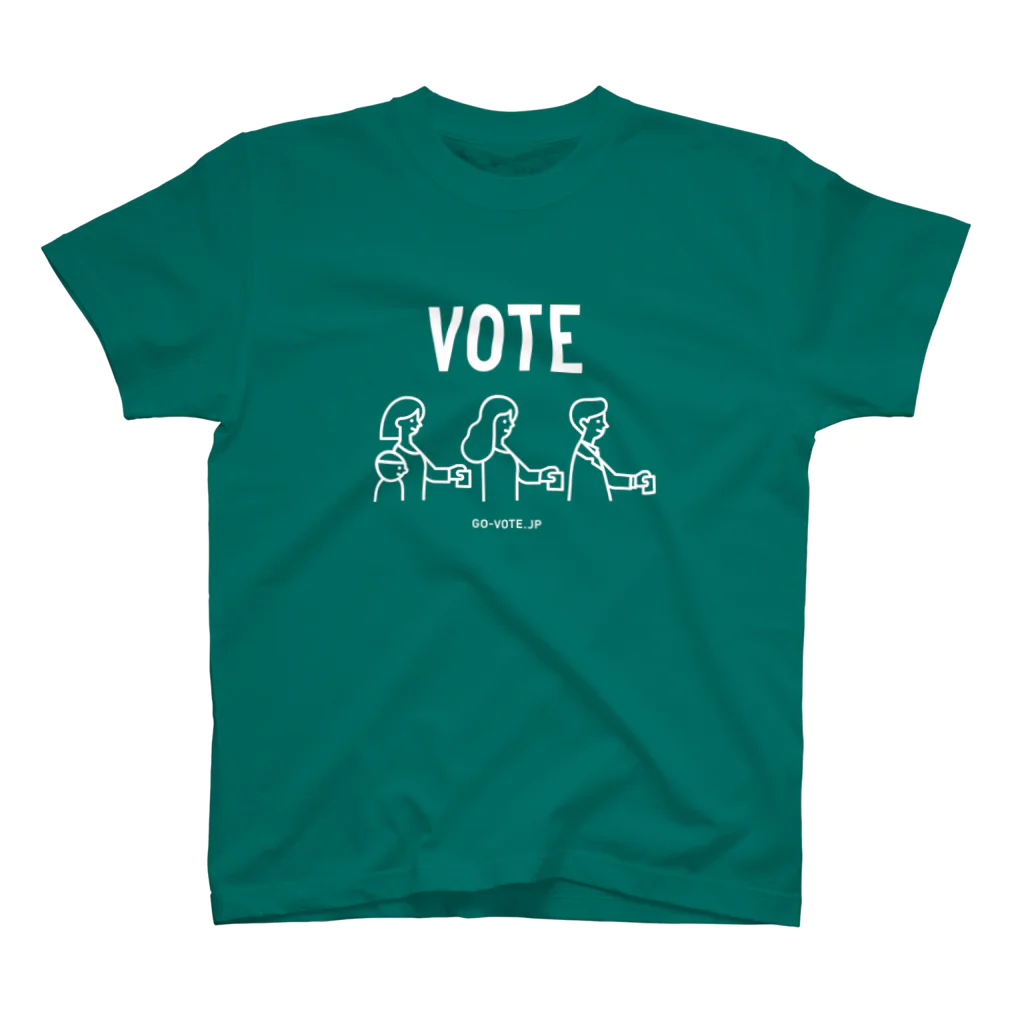 投票所はあっち→プロジェクトのVOTE Tシャツ (シンプル版 白柄） スタンダードTシャツ