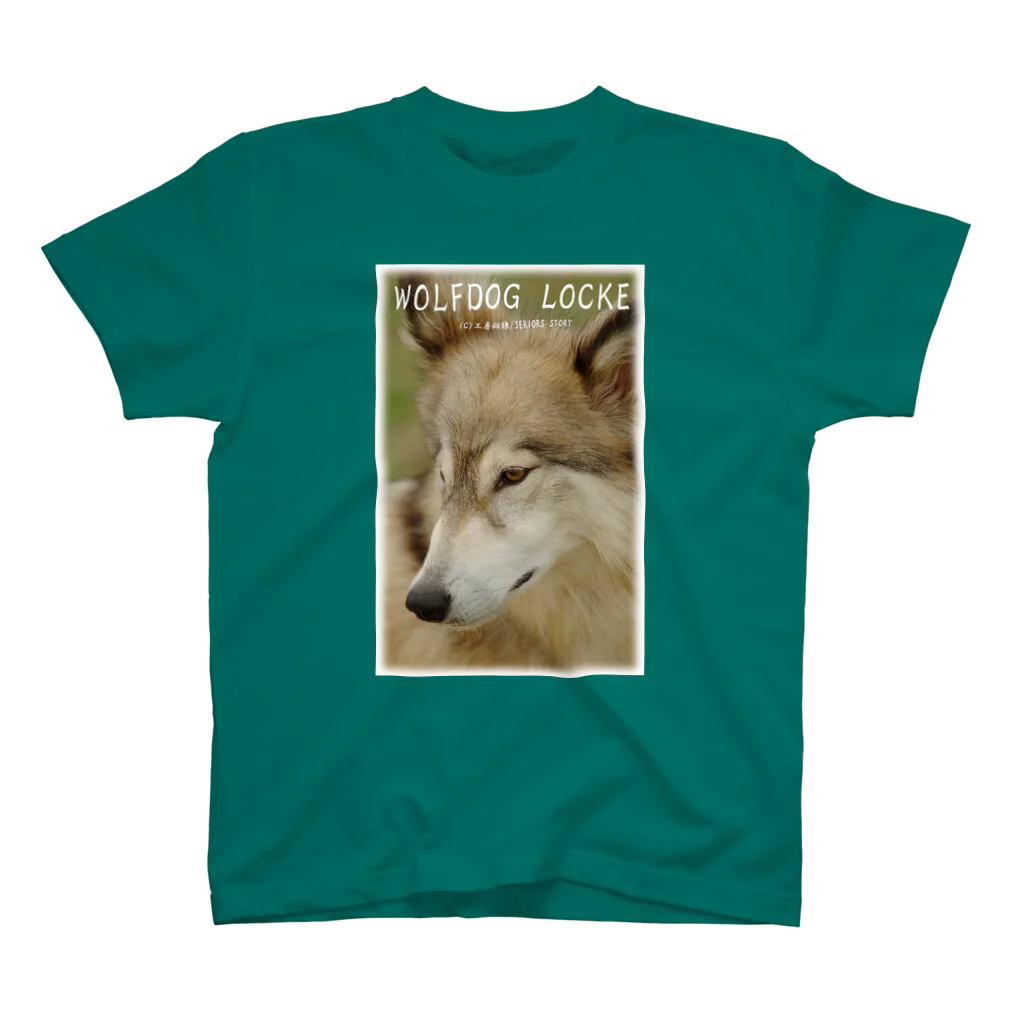 工房斑狼の狼犬ロックフォト スタンダードTシャツ