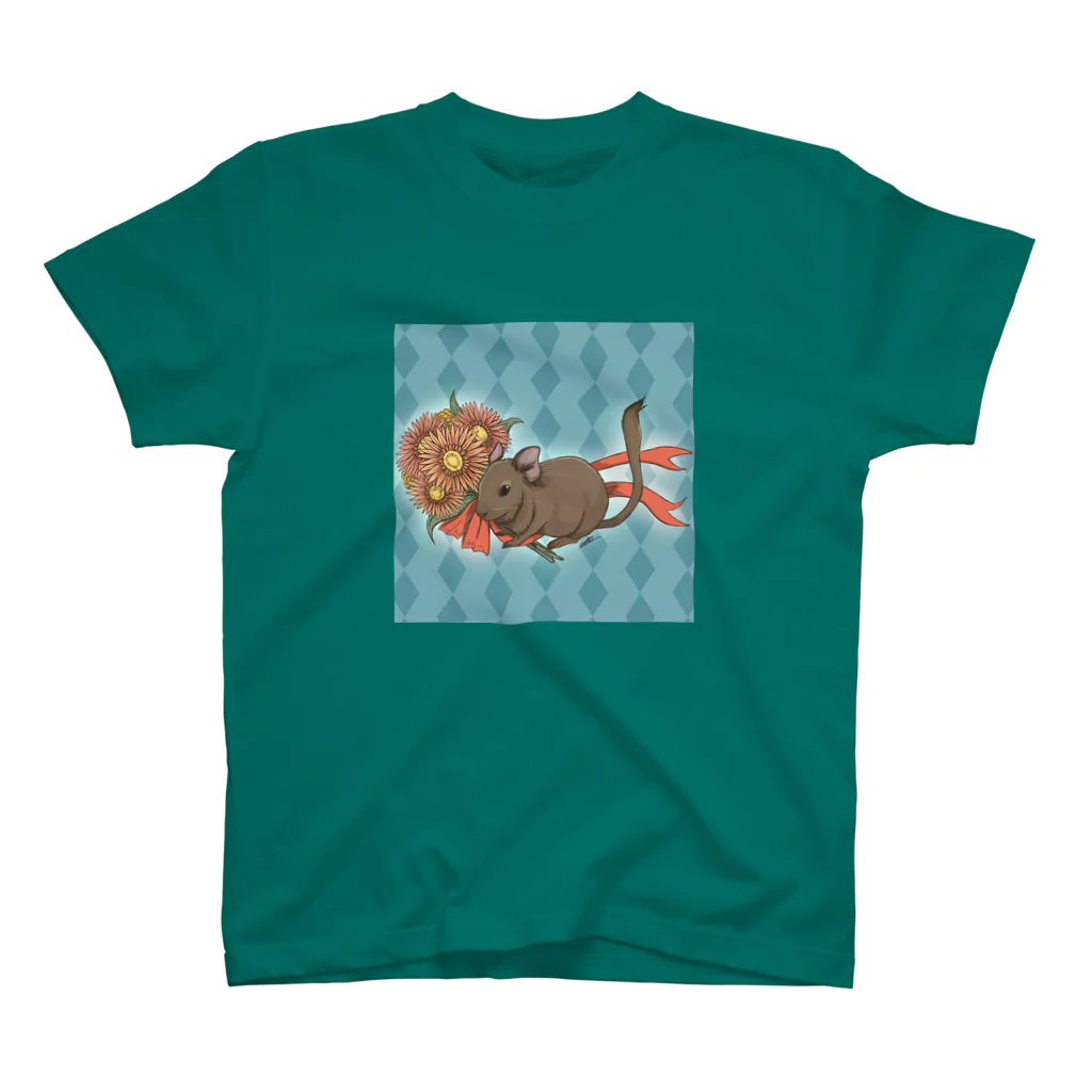Lichtmuhleのガーベラブーケとデグーのイラスト Regular Fit T-Shirt