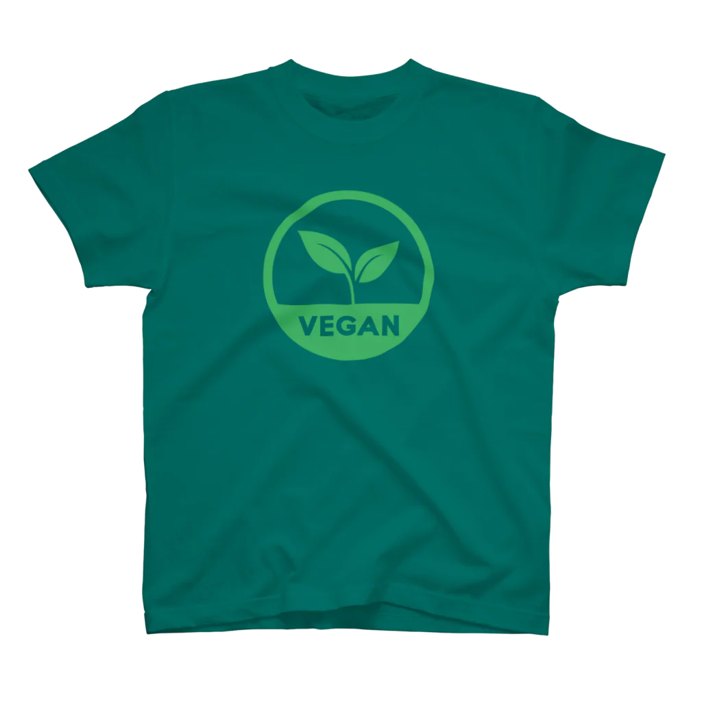 VEGAN SHOP FREEのビーガン葉っぱシンボル（緑） スタンダードTシャツ