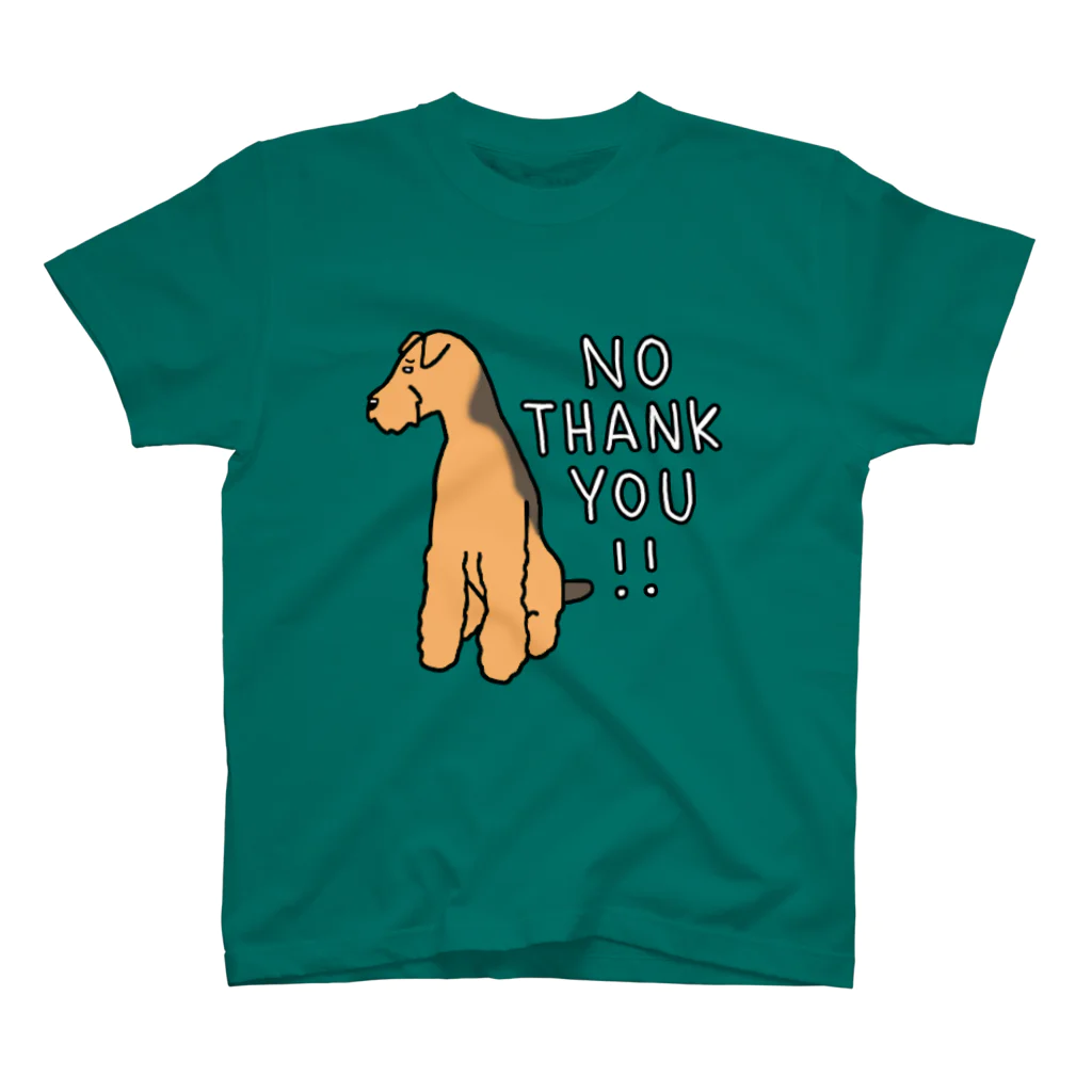 Cute mascot dogsのAiredale Terrier No Thank You Regular Fit T-Shirt