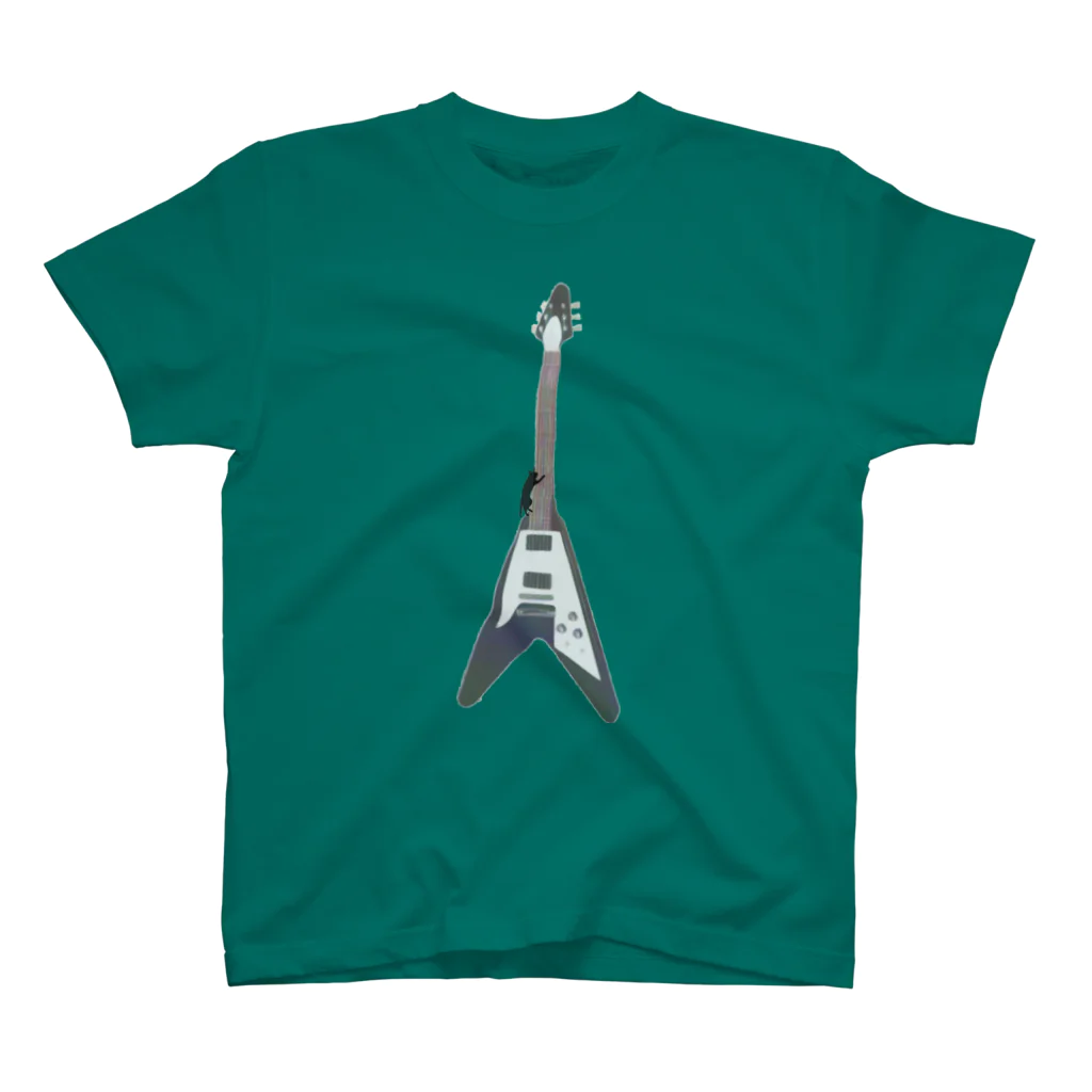 musicshop BOBのネコトヴイギタア - cat and v guitar スタンダードTシャツ