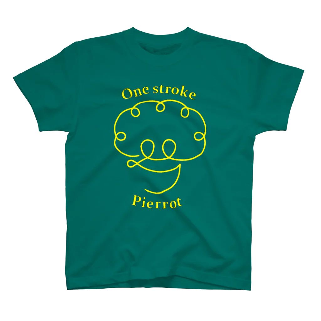 One stroke PierrotのOne stroke Pierrot (黄線) Regular Fit T-Shirt