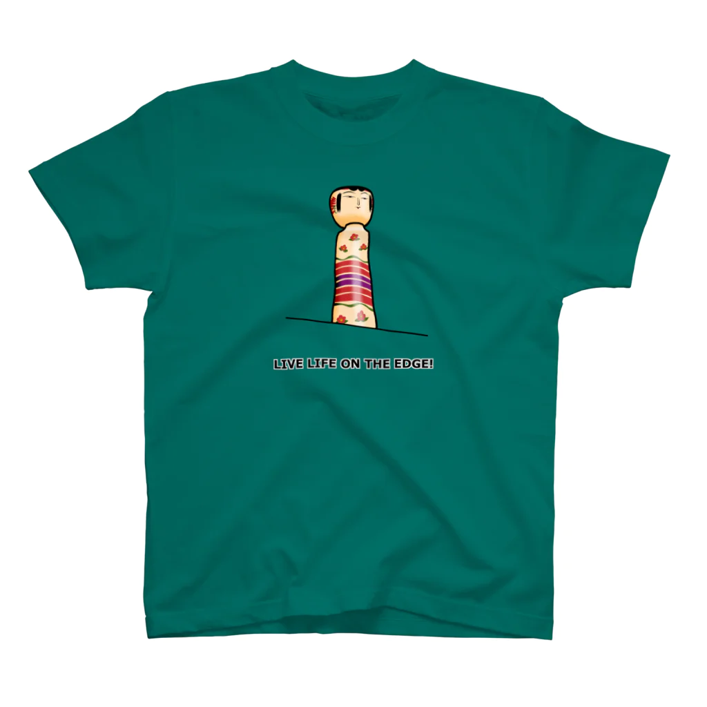 ねこや久鶻堂のKOKESHI-nglish : LIVE LIFE ON THE EDGE! Regular Fit T-Shirt