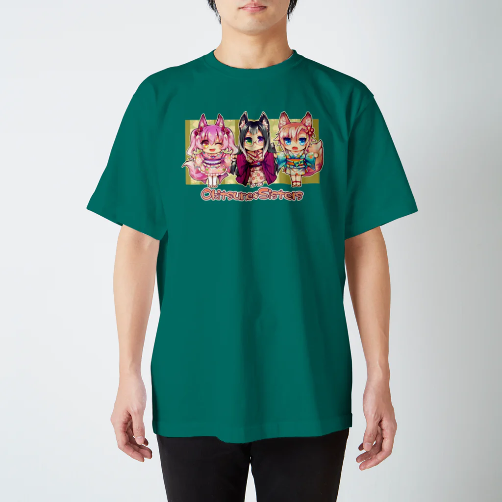 月蝕ざっか店＠SUZURIのOkitsune*Sisters【2】 Regular Fit T-Shirt