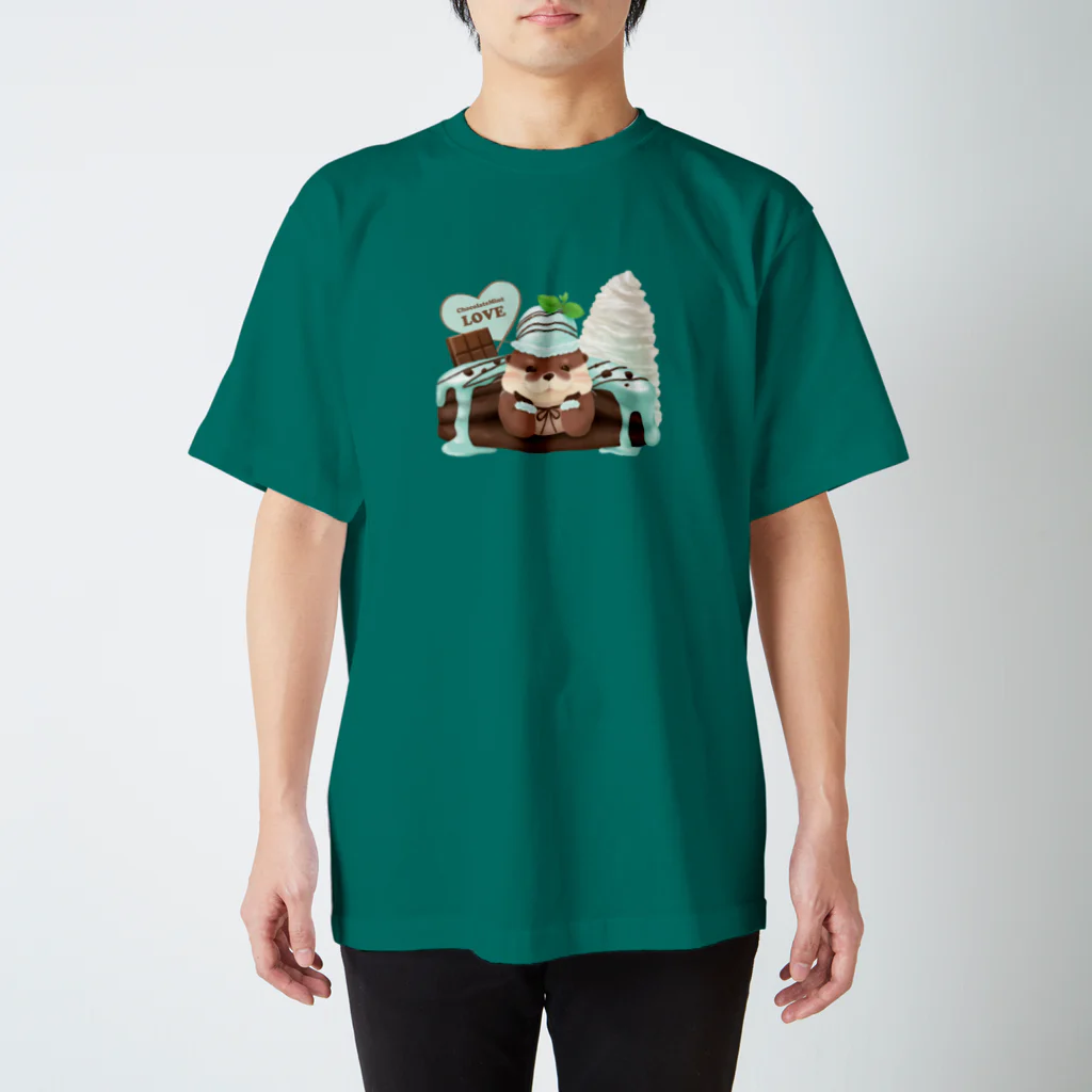 カワウソとフルーツのチョコミントラブ Regular Fit T-Shirt