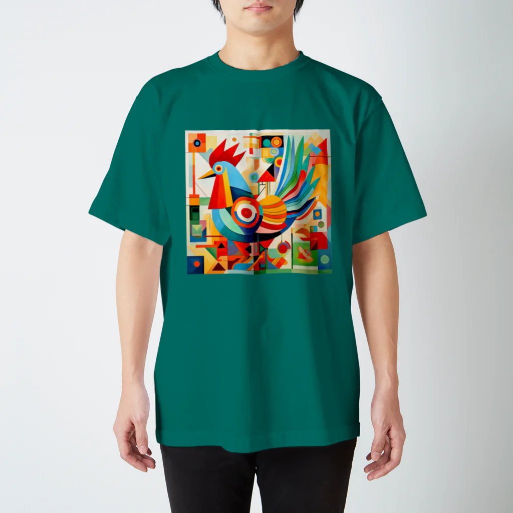 太陽の光に包まれて　Wrapped in Sunlightのモダン鶏アート　Modern Chicken Art Regular Fit T-Shirt