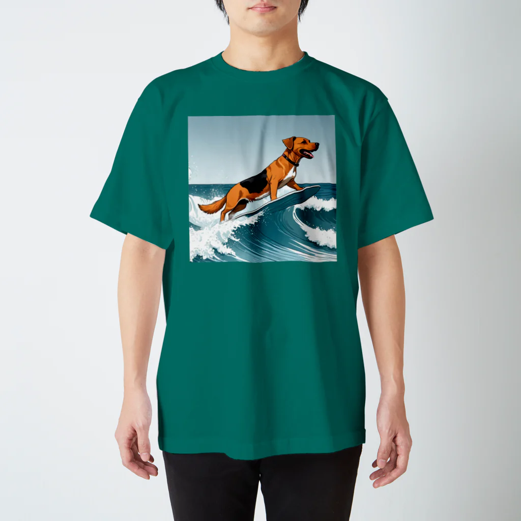 studio eizoのおいら波乗り🐕犬サーファー🏄 スタンダードTシャツ