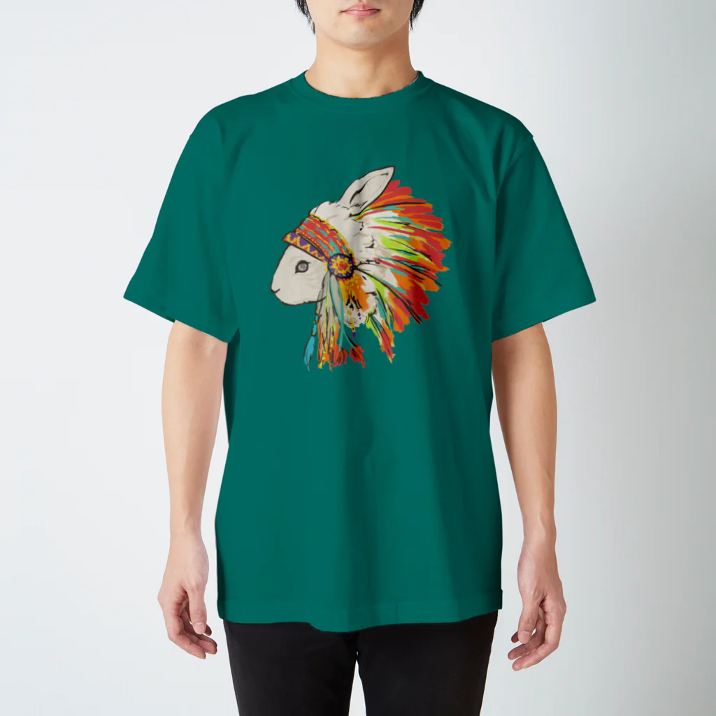 くーぴーばにーの羽飾りのうさぎ Regular Fit T-Shirt