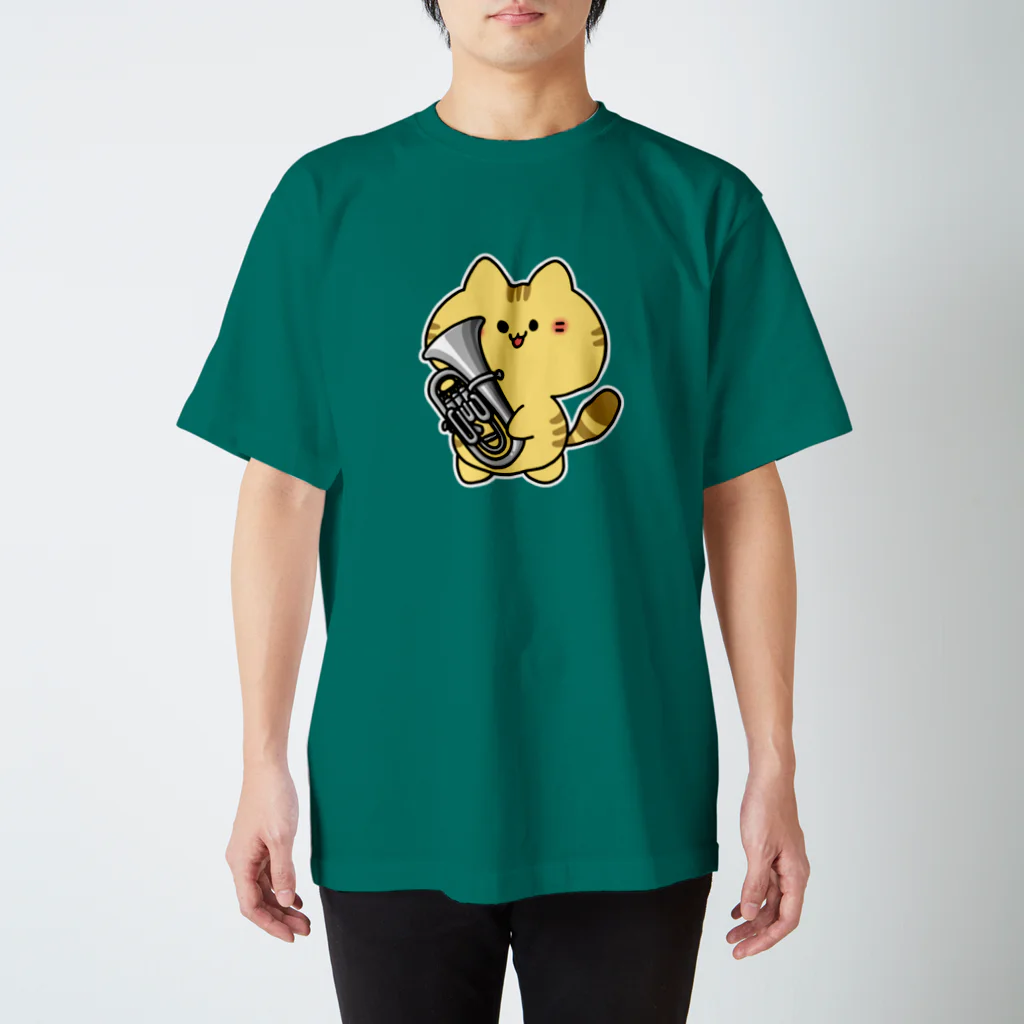  ふじねこ屋のユーフォニアムねこ（銀） スタンダードTシャツ