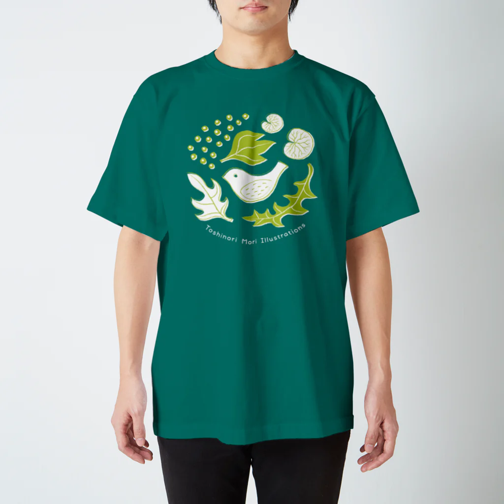 TOSHINORI-MORIの鳥と野ぶどう（キミドリ） Regular Fit T-Shirt