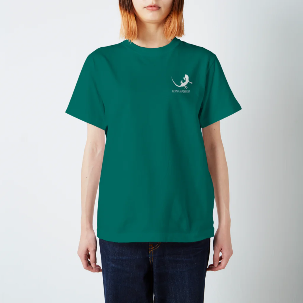 motchamのヤモリ シルエット ロゴ ( ホワイト ) スタンダードTシャツ