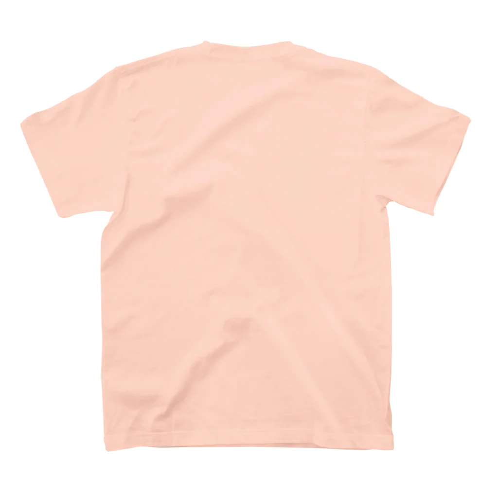 SAKEBEATS（酒ビーツ）の夕日と日本酒と翁（オレンジ/正面） Regular Fit T-Shirtの裏面