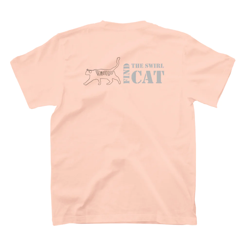 月夜のタツノオトシゴのFind the swirl cat Regular Fit T-Shirtの裏面