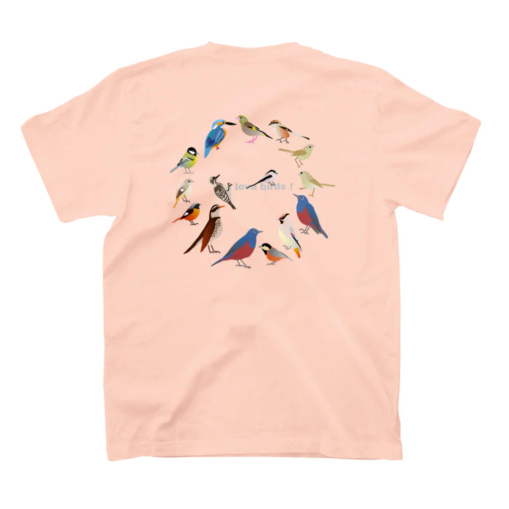 エダマメトイチ雑貨店のI love birds F 特大 Regular Fit T-Shirtの裏面