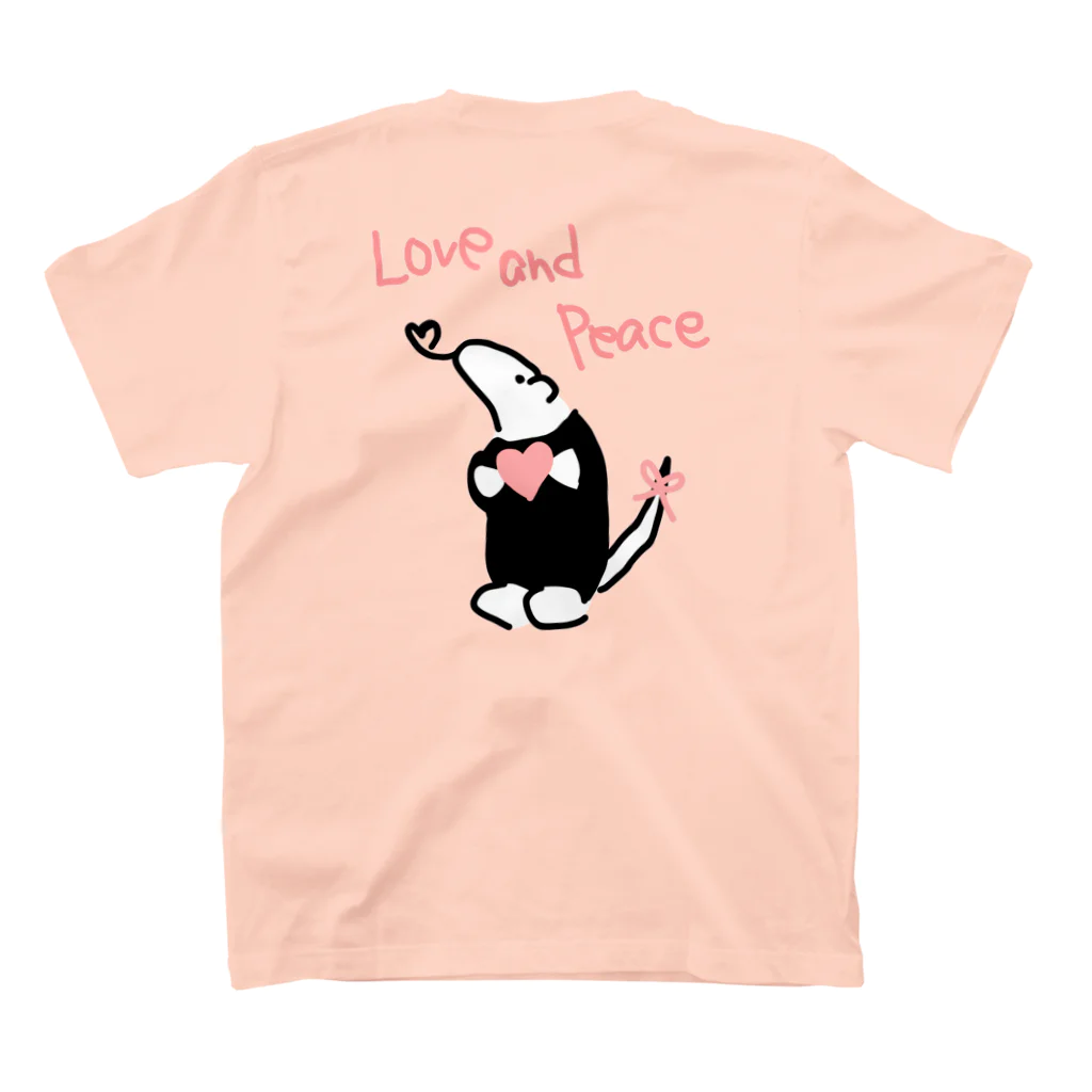 ミナミコアリクイ【のの】の【バックプリント】Love and Peace スタンダードTシャツの裏面