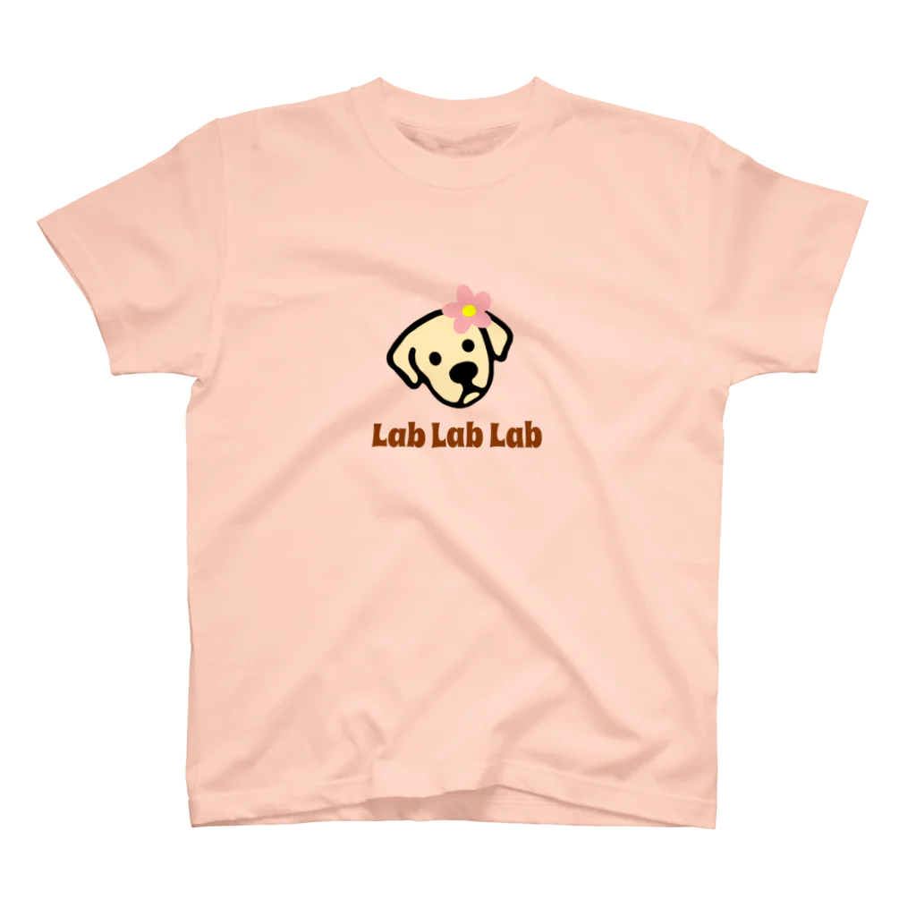 Lab Lab Lab ♡きゅん♡なラブラドールのフラワーラブリー♡イエローラブ スタンダードTシャツ