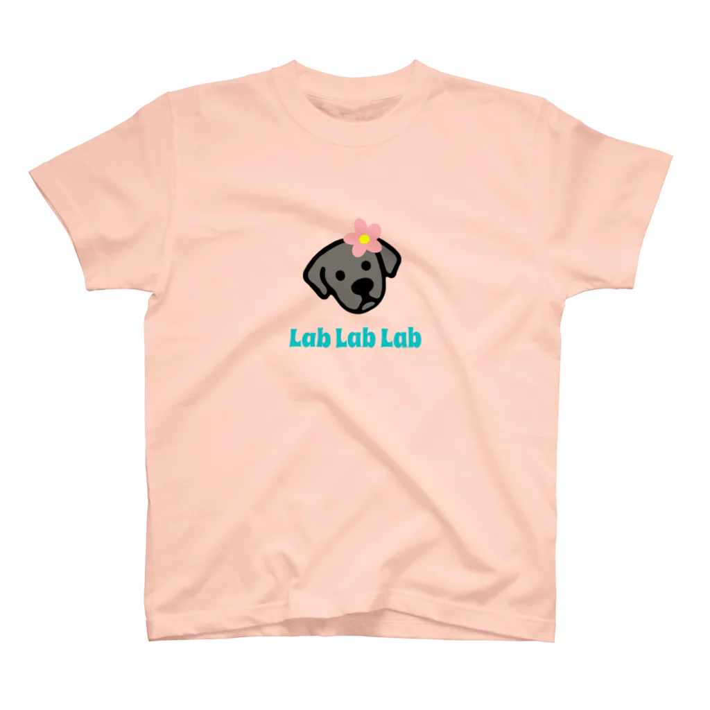 Lab Lab Lab ♡きゅん♡なラブラドールのフラワーラブリー♡黒ラブ スタンダードTシャツ