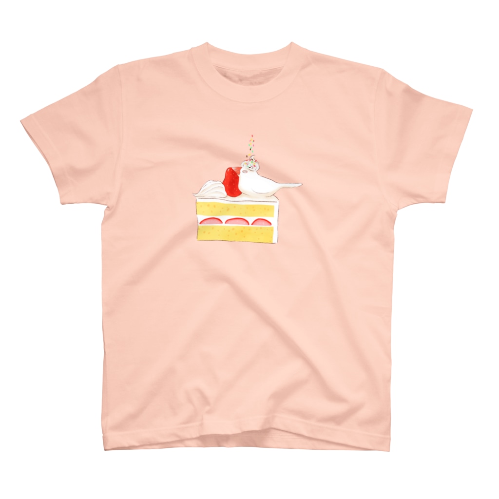 もしもしこちら文鳥のショートケーキ上の文鳥 Regular Fit T-Shirt