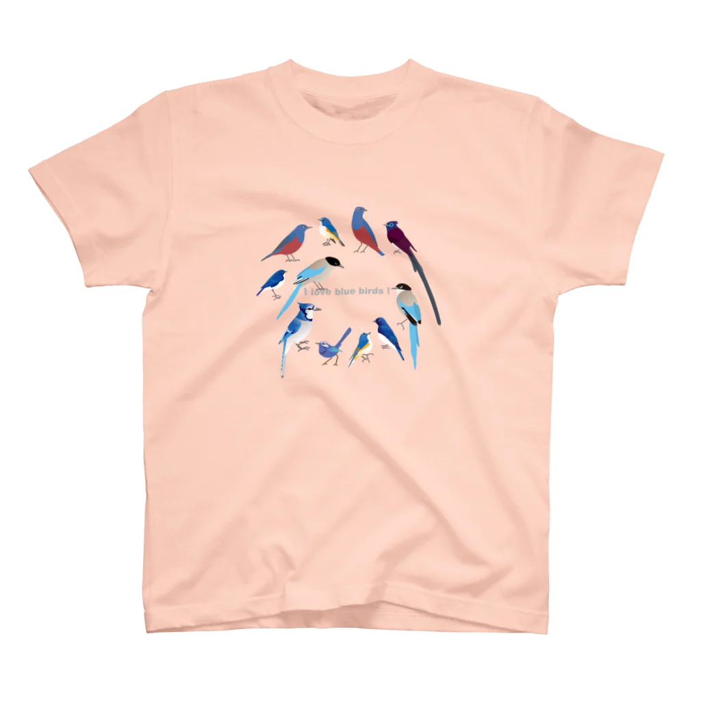 エダマメトイチ雑貨店のI love blue birds 1 小 Regular Fit T-Shirt