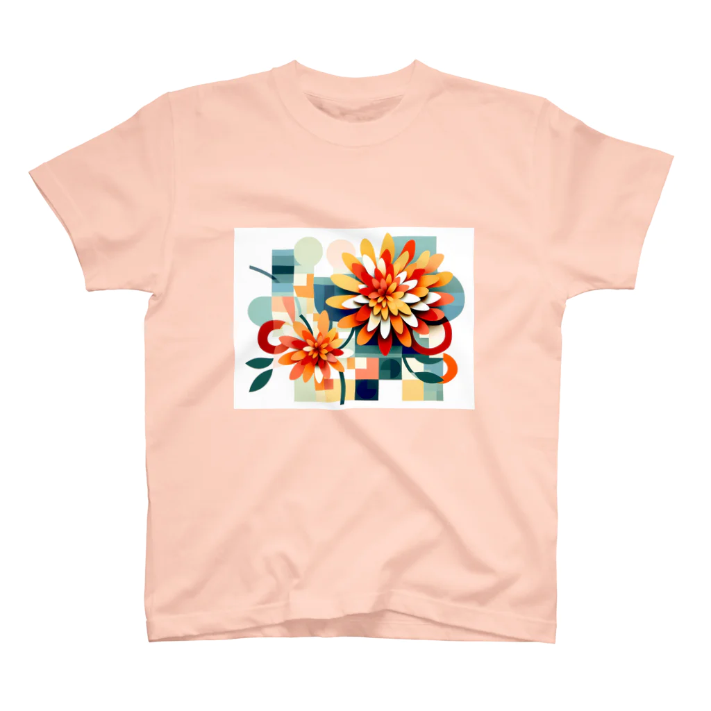 太陽の光に包まれて　Wrapped in Sunlightの華麗な菊の彩り スタンダードTシャツ