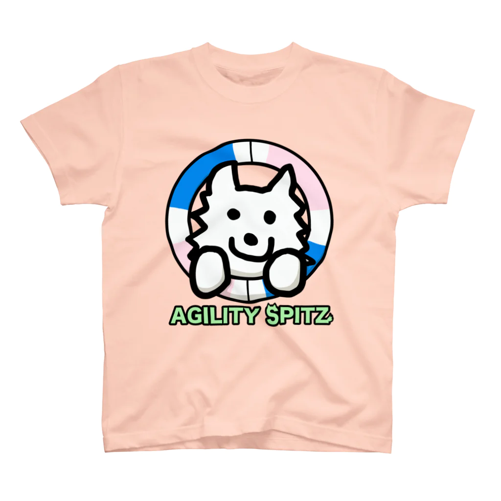 ehime@けだま&もち＆すみのAGILITY SPITZ「タイヤからこんにちは！」 スタンダードTシャツ