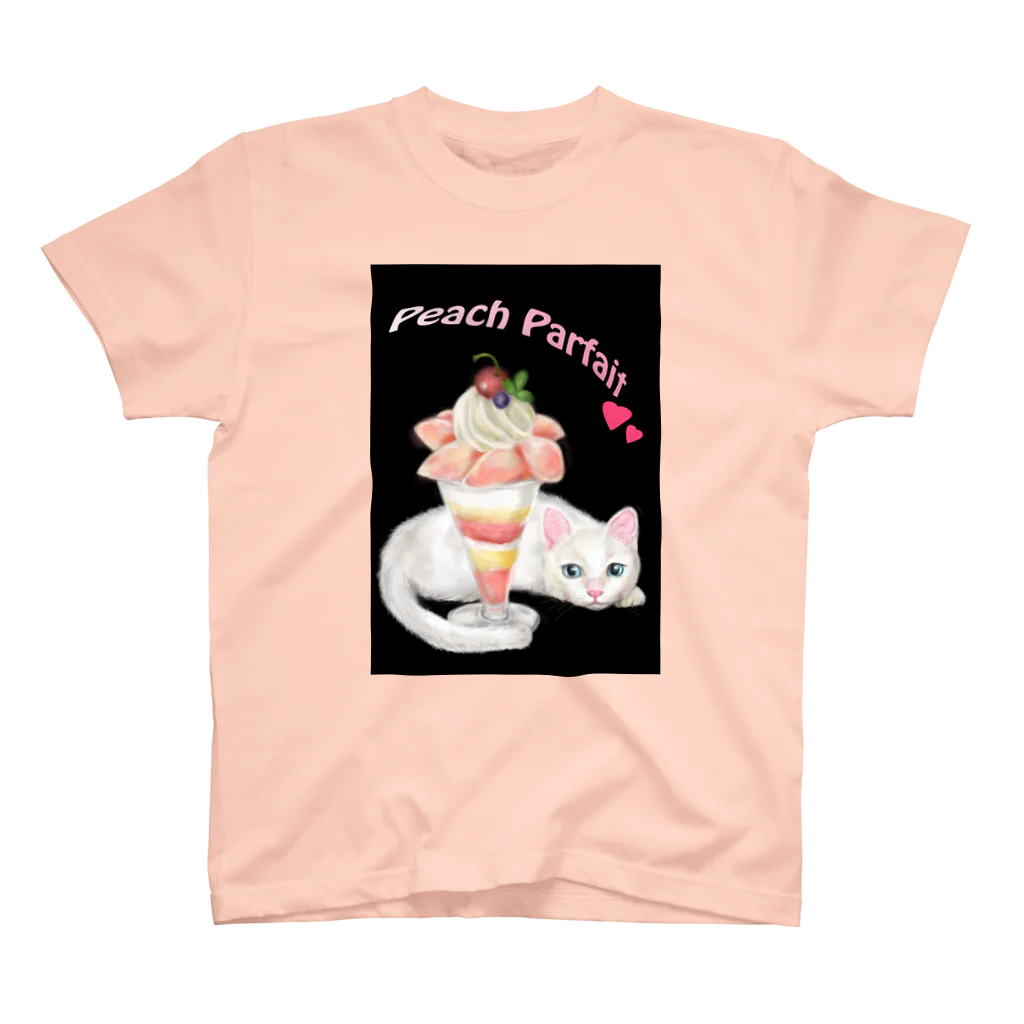 Ａｔｅｌｉｅｒ　Ｈｅｕｒｅｕｘの白猫とピーチパフェ スタンダードTシャツ