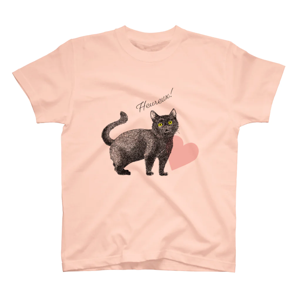 nemunoki paper itemの幸せの黒猫 スタンダードTシャツ