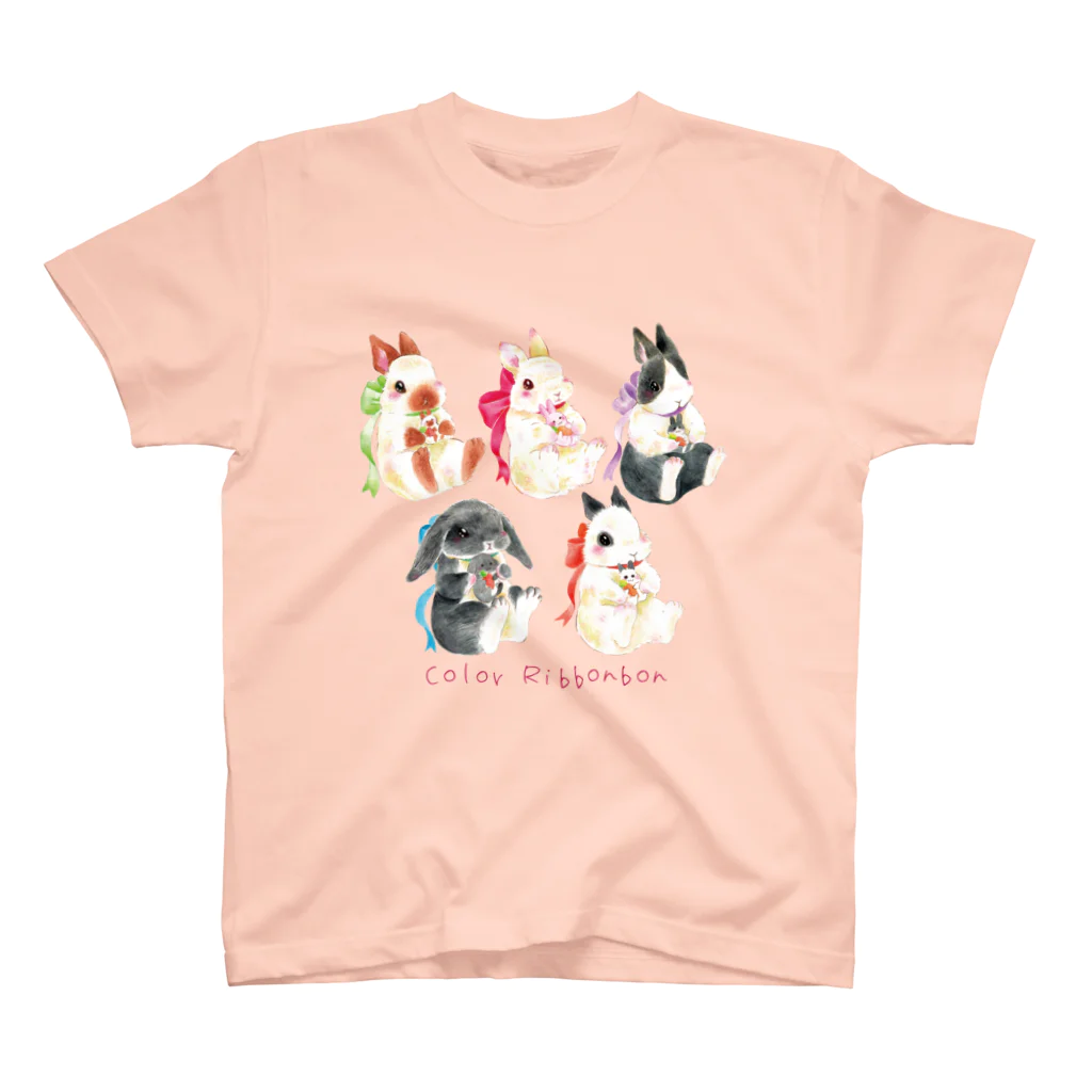 しず華＊(カラー･リボンボン)のぬいぐるみぎゅっ　うさぎシリーズ スタンダードTシャツ