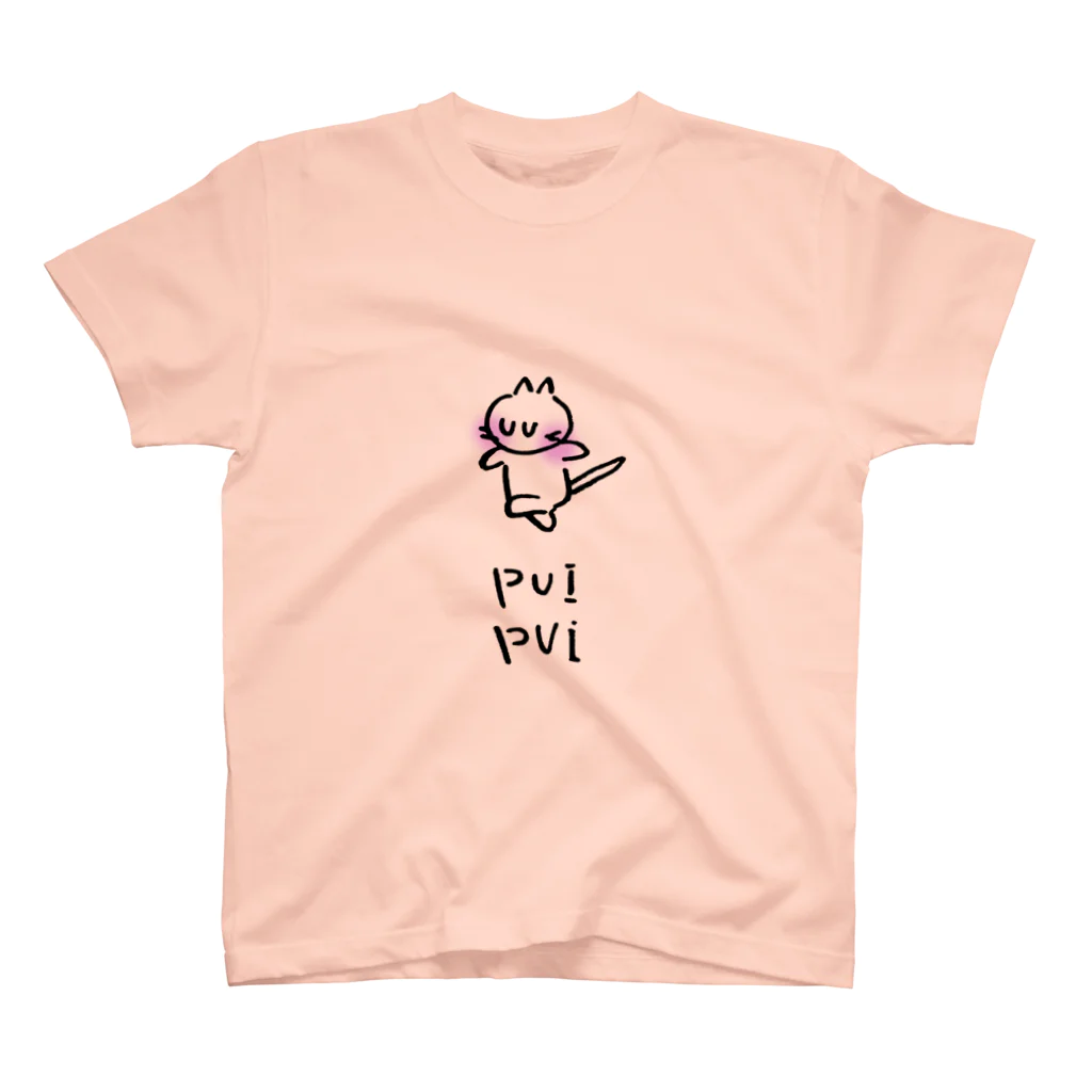 NEON.のぷいぷいどっか行っちゃうネコ　pink. スタンダードTシャツ