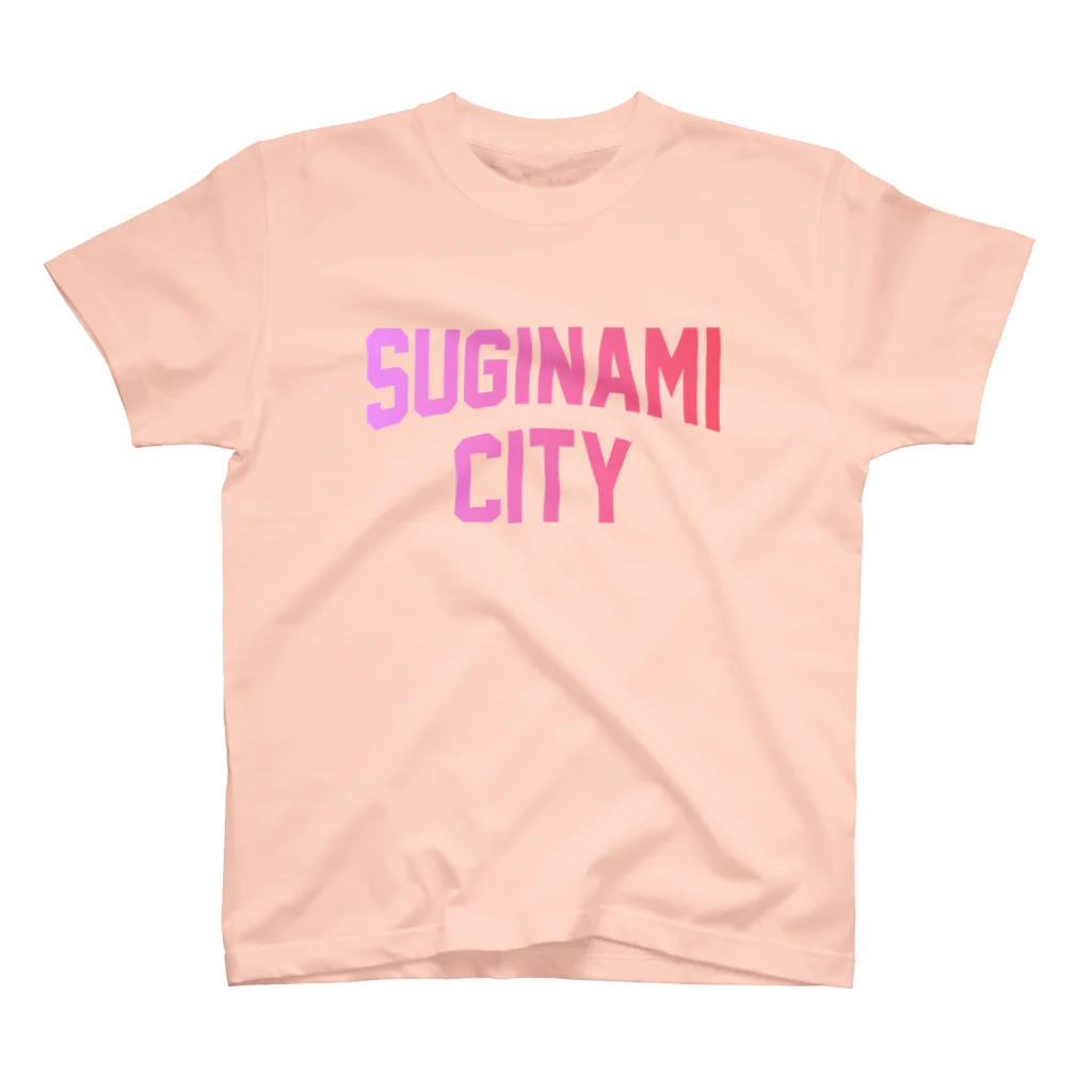 JIMOTO Wear Local Japanの杉並区 SUGINAMI CITY ロゴピンク Regular Fit T-Shirt