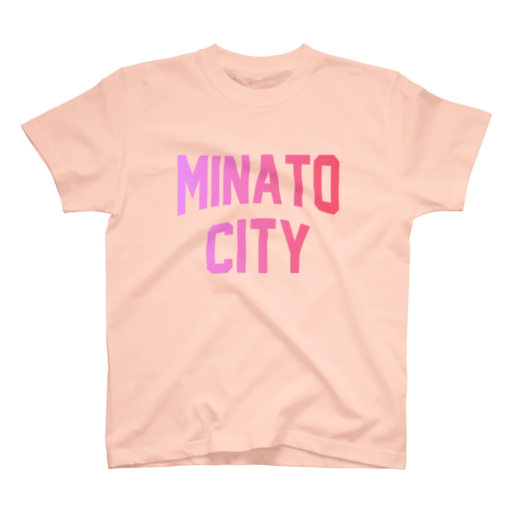 JIMOTO Wear Local Japanの港区 MINATO CITY ロゴピンク Regular Fit T-Shirt